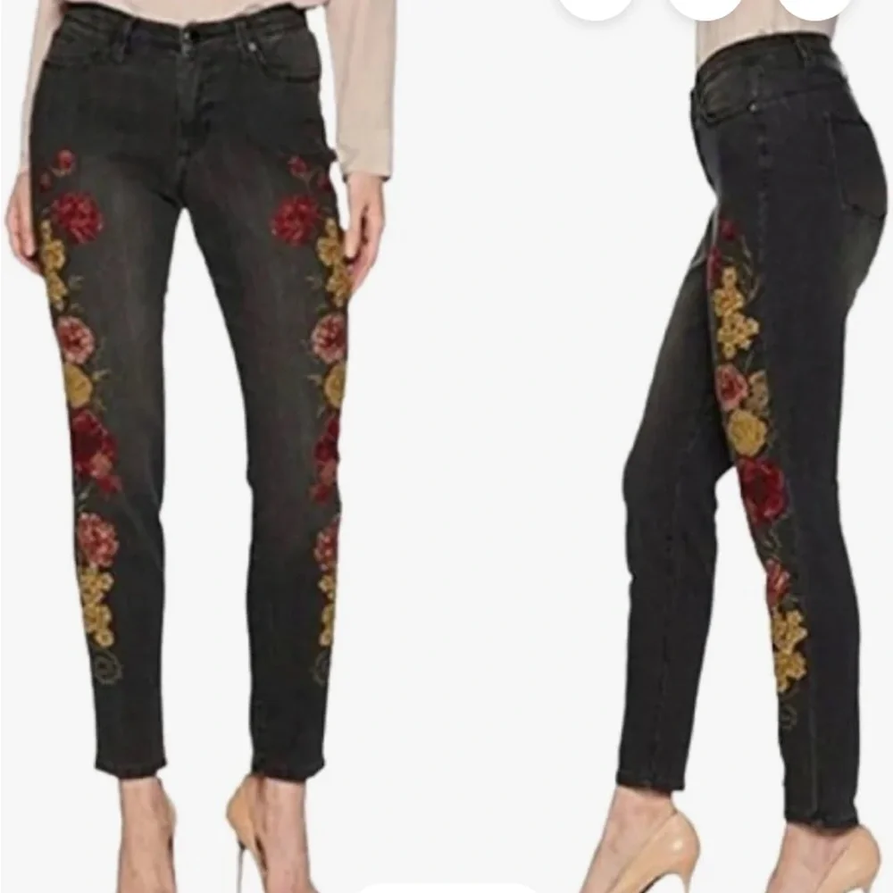 Bandolino | Lisbeth floral embroidered skinny jeans. Size 8. Stretch.